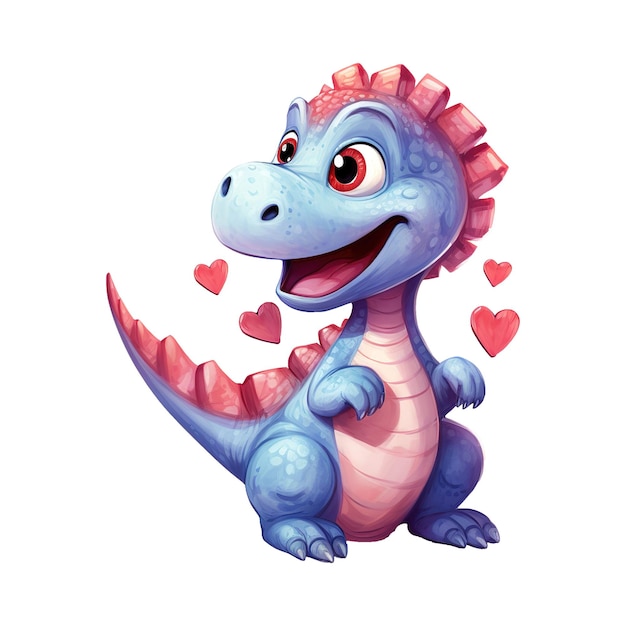 PSD fantastyczna miłość walentynki piękny dinozaur słodkie i kolorowe postacie na twoje uroczystości