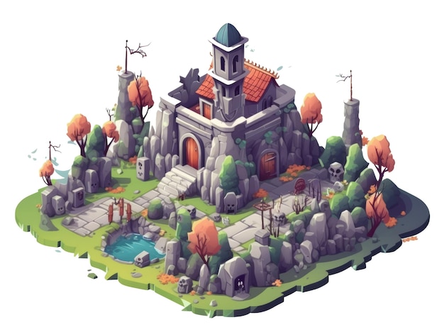 PSD fantasy castle isolated