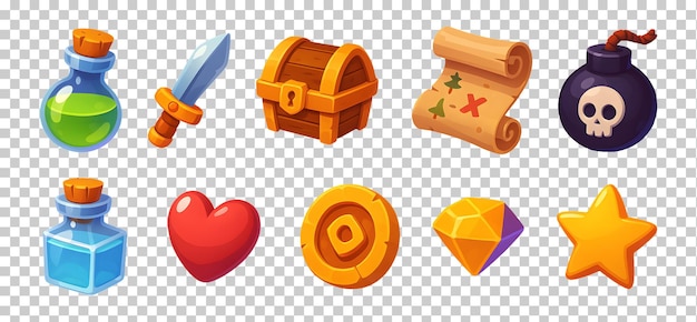 fantasy game ui asset pack rpg inventory icons ui isolated on transparent background png psd