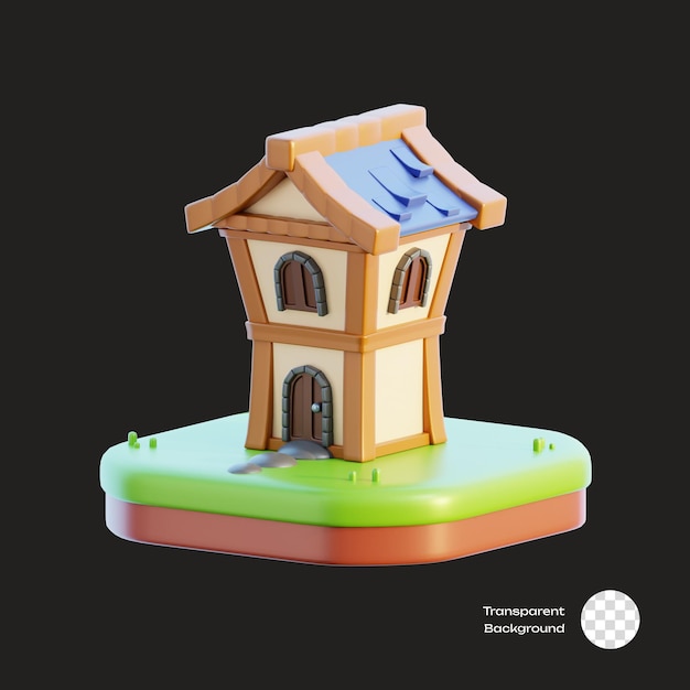 PSD fantasy house game assets 3d icon