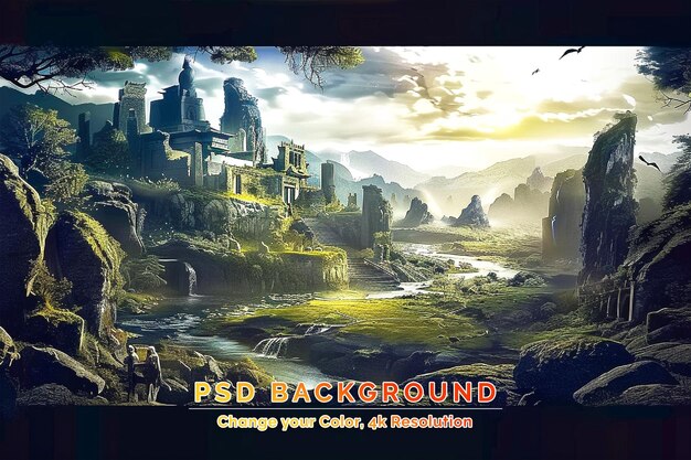 PSD fantasy landscape and unknown legend