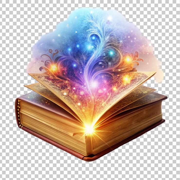 PSD волшебная фантастическая книга на прозрачном фоне