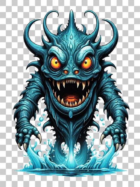 Fantasy monster in water isolated on transparent background