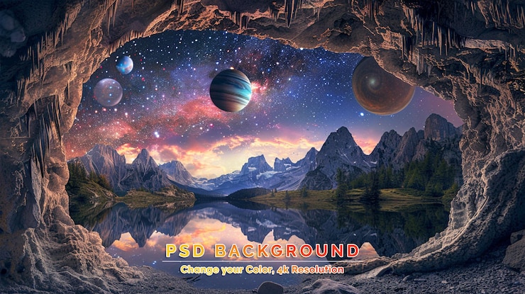PSD fantasy night landscape illustration design art