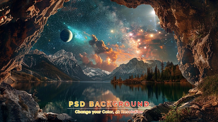 PSD 幻想夜晚風景插圖設計藝術