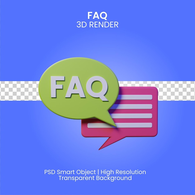 Faq 3d render illustration isolated