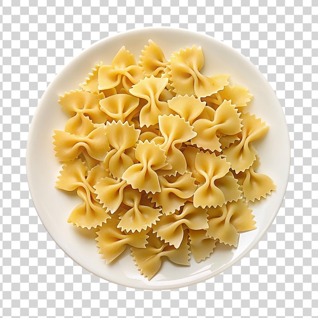 PSD farfalle pasta on plate isolated on transparent background