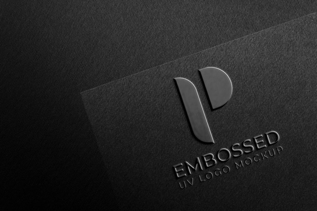 PSD fark cardboard water drop logo mock-up with embossed effect