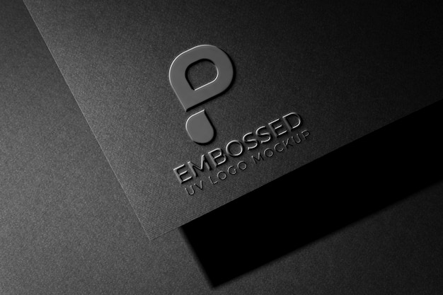 PSD fark cardboard water drop logo mock-up with embossed effect