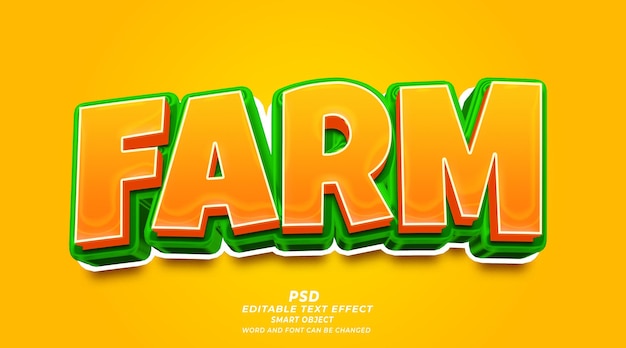 Farm adventure 3d editable text effect psd template