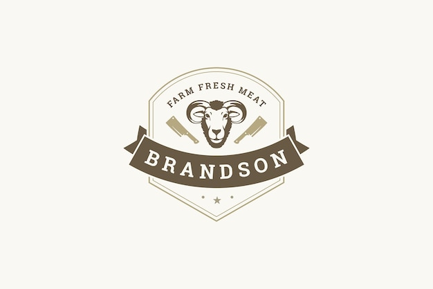 Farm agriculture market fresh meat production vintage logo design template place for text
