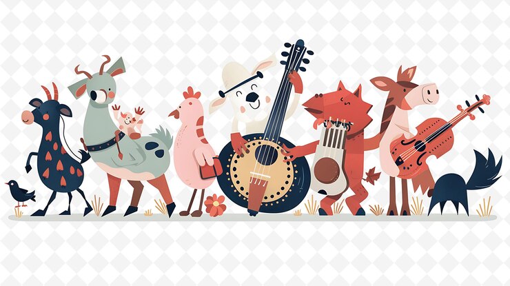 PSD farm animals having a hoedown design is rustic and festive i flat illustration festival theme art
