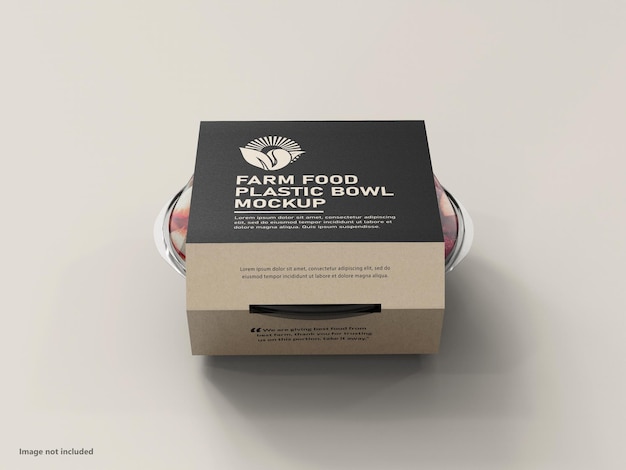 PSD farm food plastic bowl-pakket mockup
