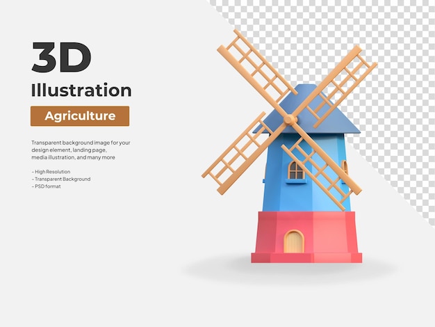 PSD farm mill rolnictwo rolnictwo 3d ikona ilustracja