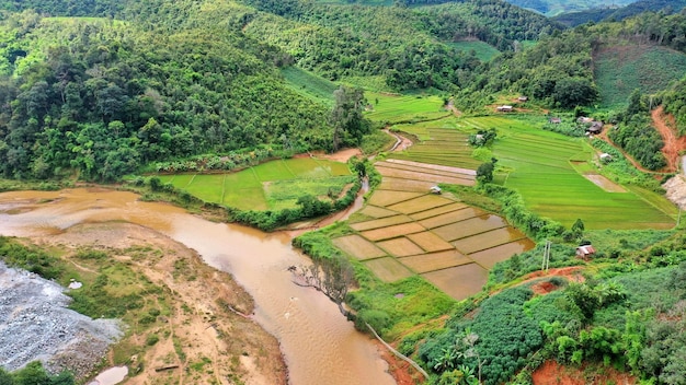 Farm and river