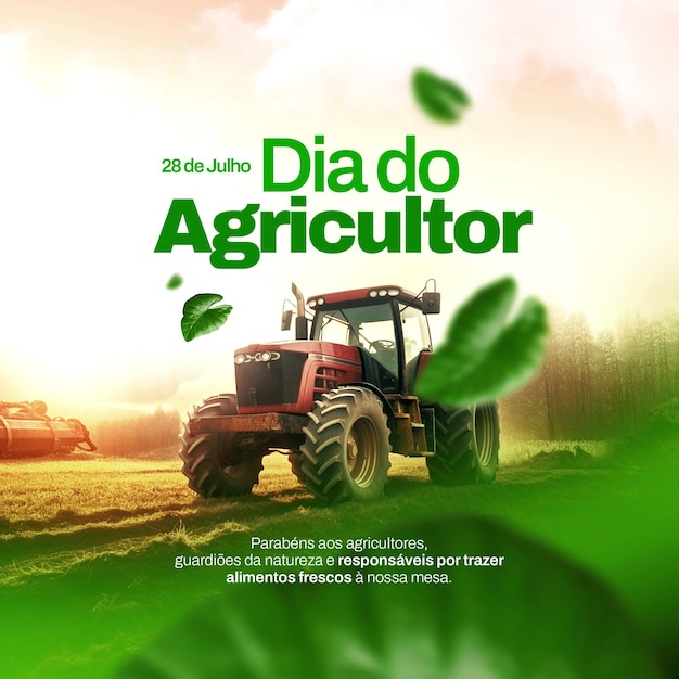 farmer and agriculture day post template with a tractor celebrating agriculture day