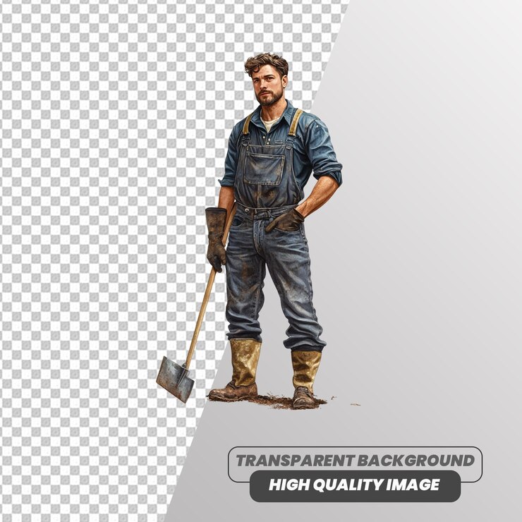 PSD farmer art on transparent background psd file