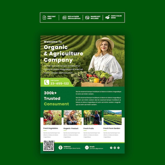 PSD farmer market flyerposter template