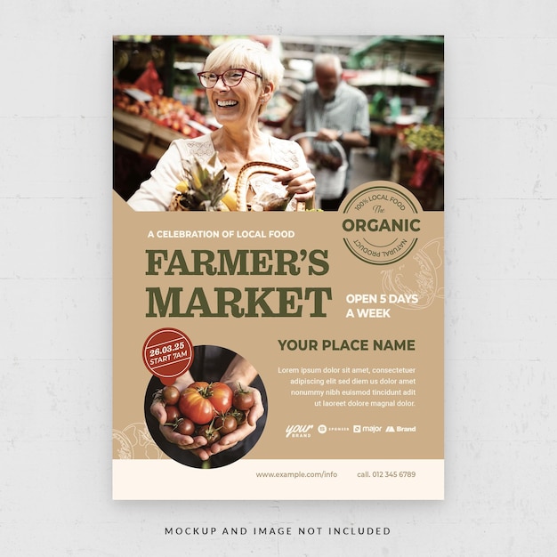 PSD farmer market organic food flyer template in psd