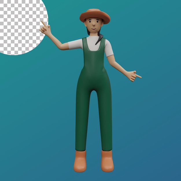 PSD farmer woman pointing zigzag