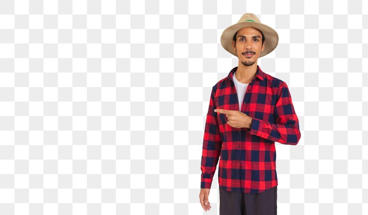 PSD farmer young black man with hat isolated