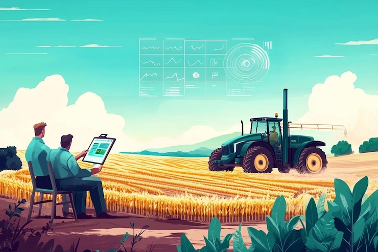 PSD farmers using technology to monitor wheat field and tractor