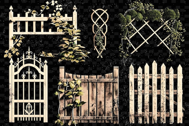 PSD farmhouse-stijl trellises pixel art met rustieke charme en di creative texture y2k neon item designs