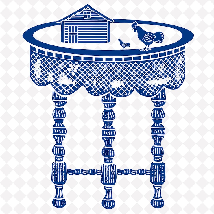 PSD farmhouse style side table folk art with chicken w png outline frame on clean background collection