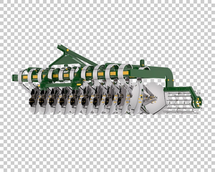 PSD farming tool for tractor on transparent background 3d rendering illustration