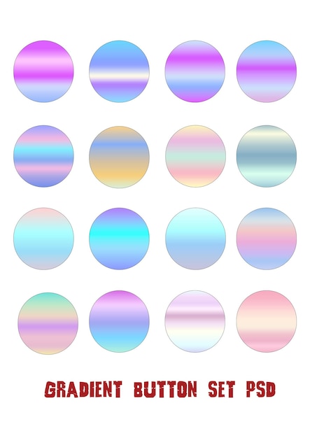 Farverigt holografisk gradient-knapsæt PSD