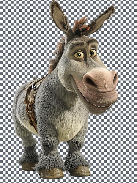 PSD affascinante donkey shrek personaggio isolato su uno sfondo trasparente