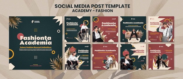Fashion academy social media post design template