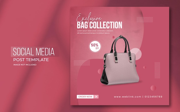 Banner di post sui social media e modello di banner post di instagram per la vendita di borse alla moda o da donna