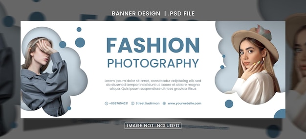 PSD fashion banner design with blue color