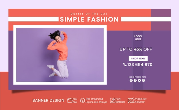 PSD banner di moda social media moda semplice