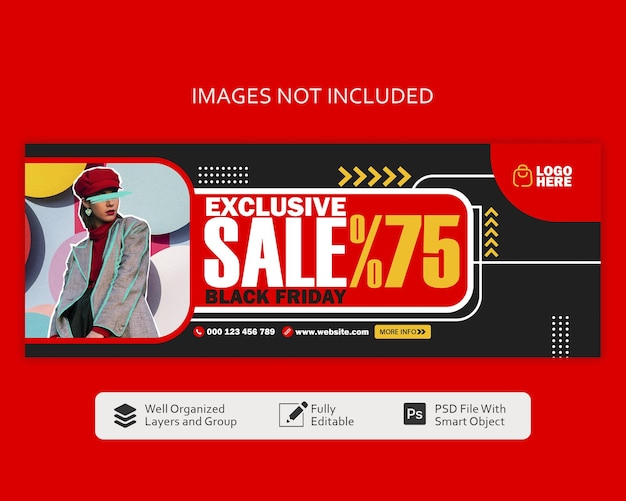 PSD fashion black friday cover social media banner template