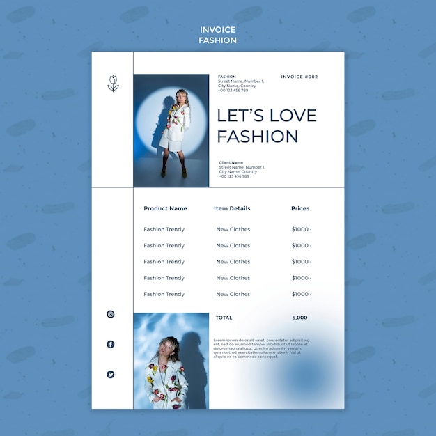 Fashion collection invoice template