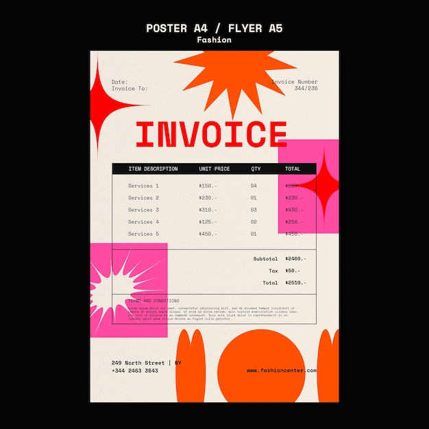 PSD fashion collection invoice  template