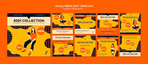 Modello di post sui social media di concetto di moda