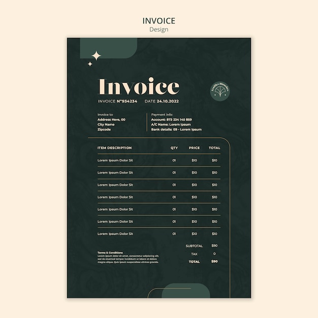 Fashion design invoice template