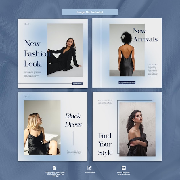 Fashion Elegant Minimalist Instagram Set Design Template Bundle
