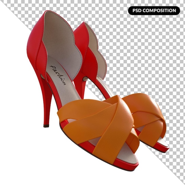 PSD fashion female sandals shoes isolated 3d