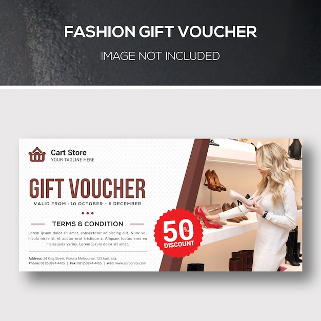 PSD fashion gift voucher template