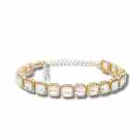 PSD fashion gold bracelet with squre shape diamond