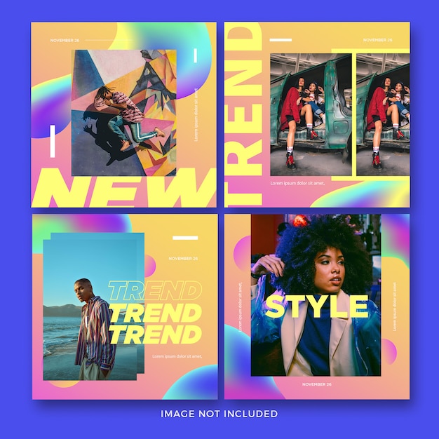 PSD fashion gradient instagram post collection