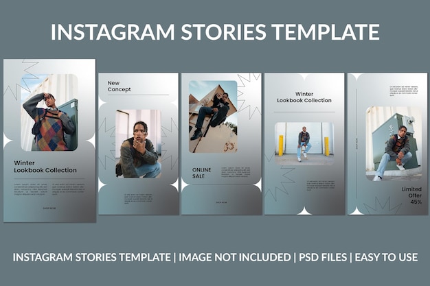 Modello di progettazione di storie di instagram con gradiente di moda