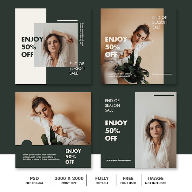fashion instagram ads banner set