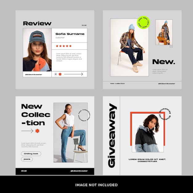 Fashion instagram post set premium psd