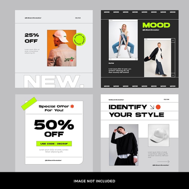 Fashion instagram post set Premium Psd