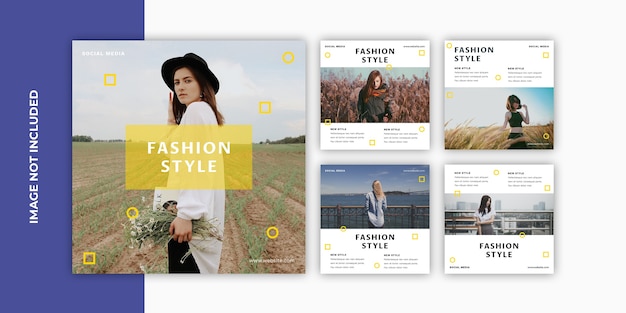 Fashion instagram post set template